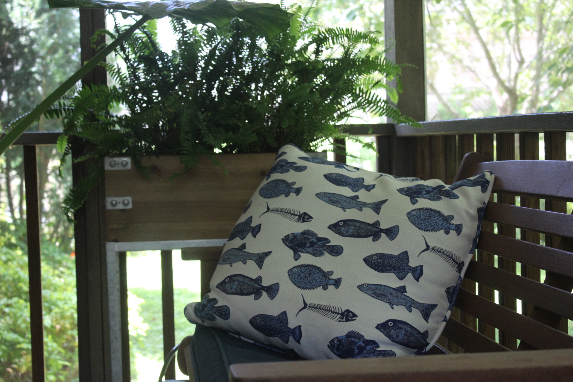 back porch fish cushion Cinthia Milner